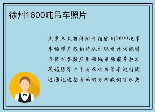 徐州1600吨吊车照片