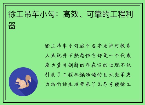 徐工吊车小勾：高效、可靠的工程利器