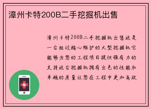 漳州卡特200B二手挖掘机出售